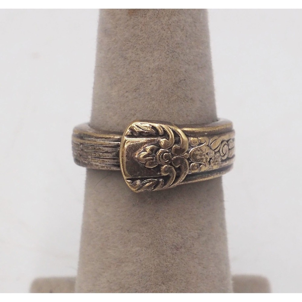 Wm Rogers Overland Silverplate Spoon Ring Handmade Vintage Bypass Size 5.75